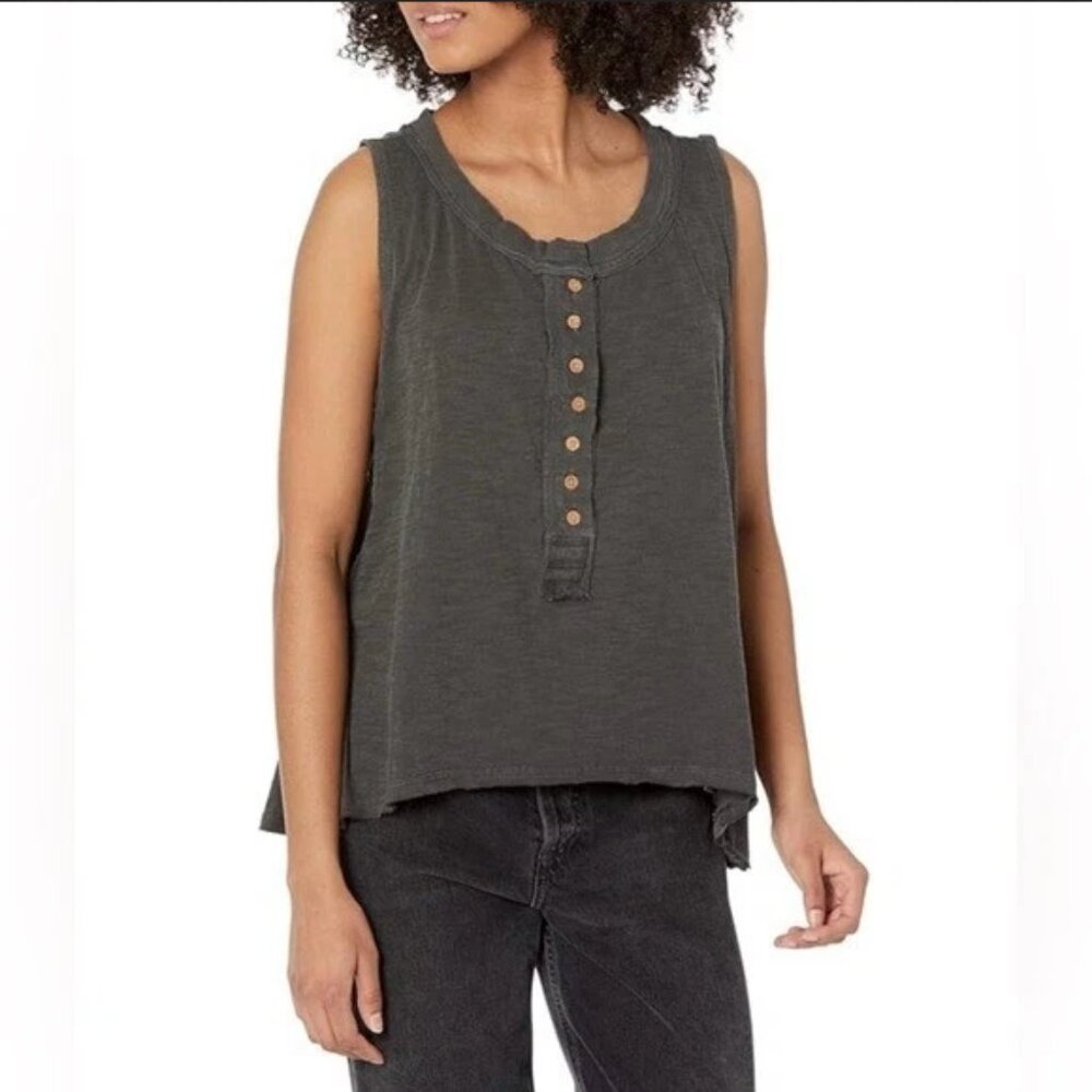 Free People We The Free Josie Henley Tank Sleeveless Button Top L